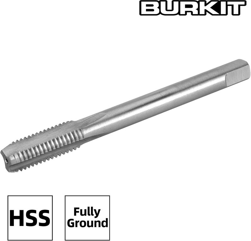 Burkit 2pcs M7 X 1 Thread Tap Right Hand, HSS M7 x 1.0 Straight Fluted Machine Tap - Image 2